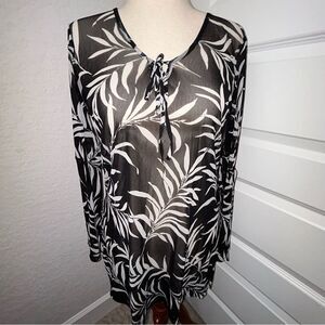 Bhs British Home Store Tropical Print Sheer Mesh Tunic Cover Up Dress
